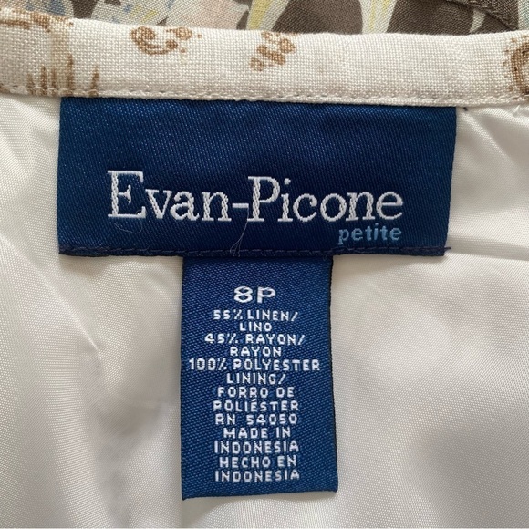 Evan Picone Petite Linen Blend White A-Line Fully Lined Skirt Size 8P - Picture 5 of 7